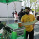 Newly vaccinated people enjoy a free beer after getting their coronavirus shots during a walk-up clinic at the Kennedy Center’s outdoor Reach area on May 06, 2021 in Washington, DC.